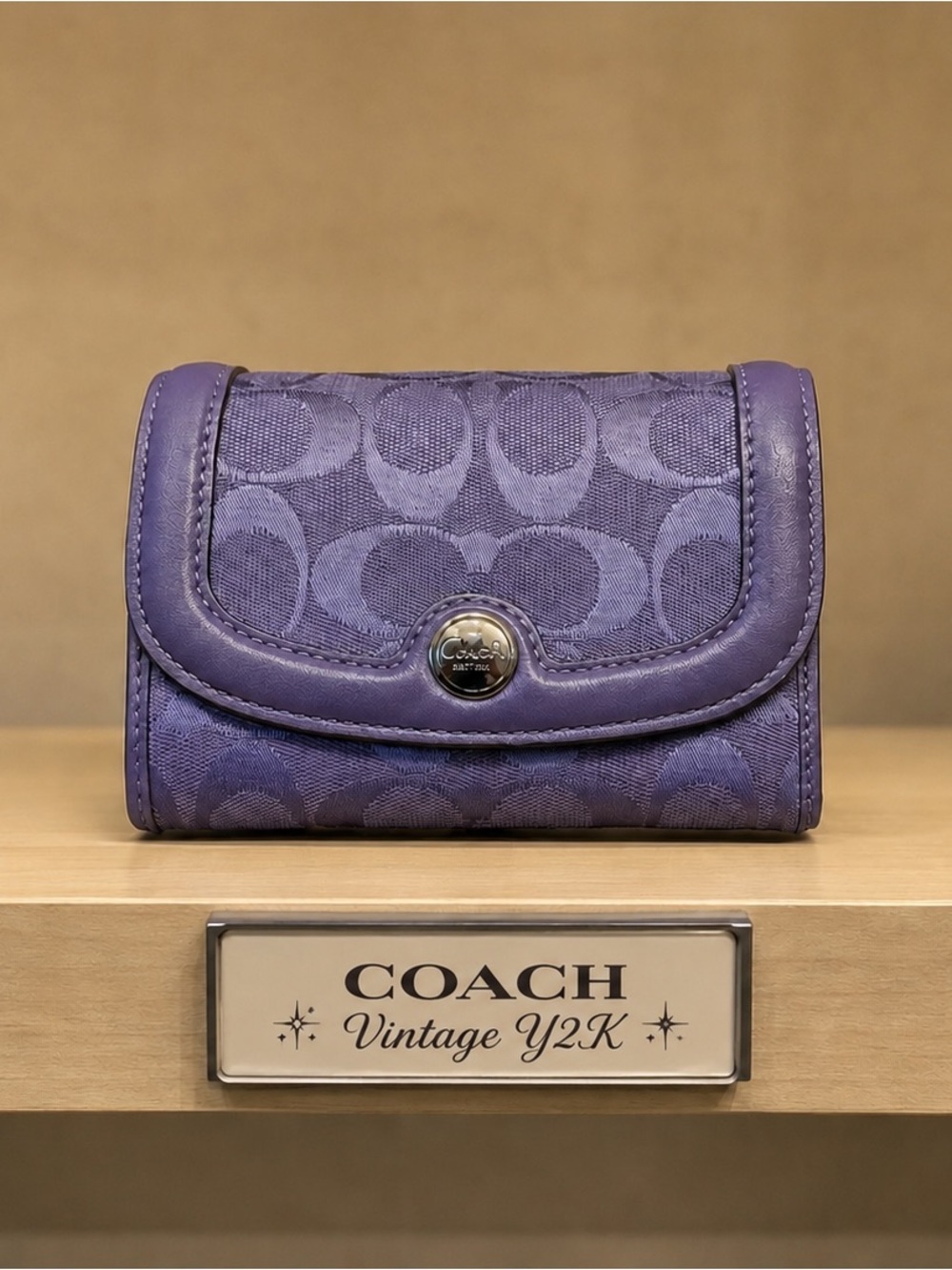 Coach Y2K signature jacquard trifold wallet & credit card holder Leather trim